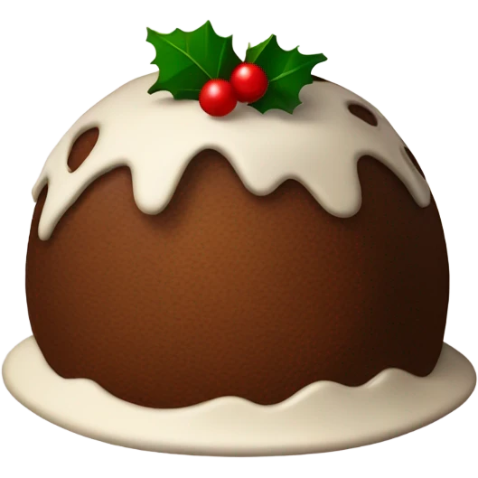Christmas pudding with text above it saying Christmas  emoji