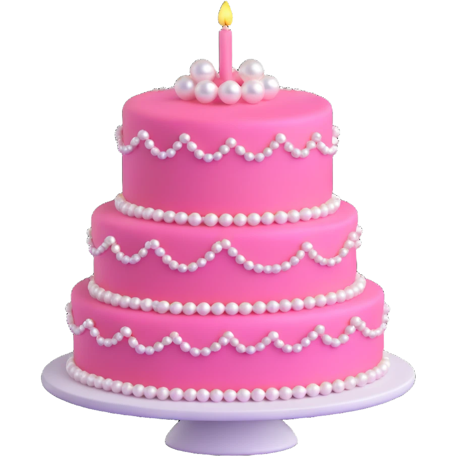 pink cake decorated with pearls emoji
