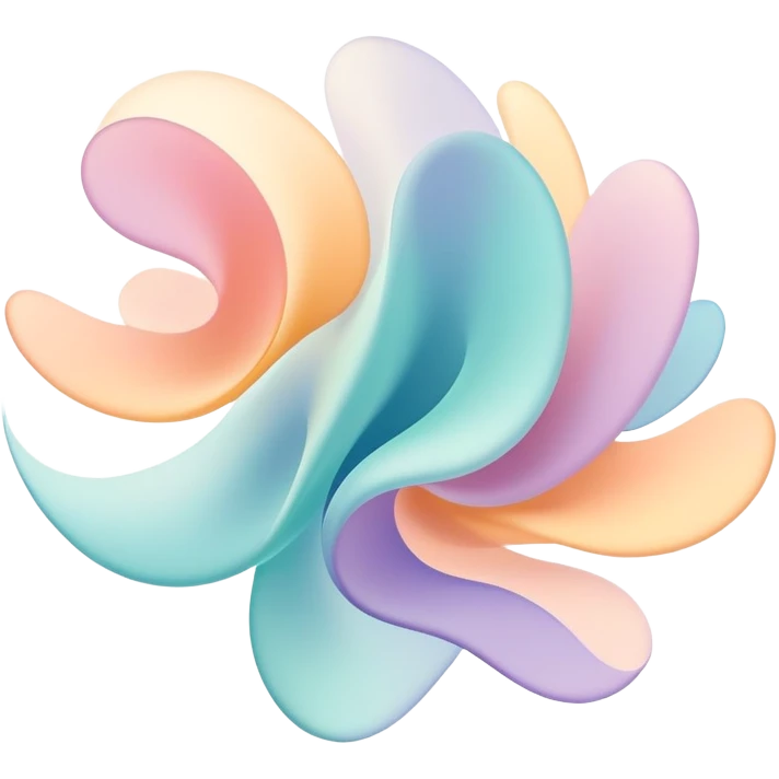 Abstract floating forms shifting in air, ethereal masculine energy, subtle radiance, symbolic of style influence, minimal flowing shapes emoji