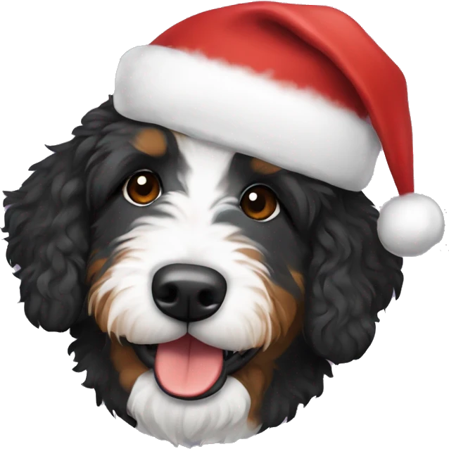 Bernedoodle with Santa hat emoji