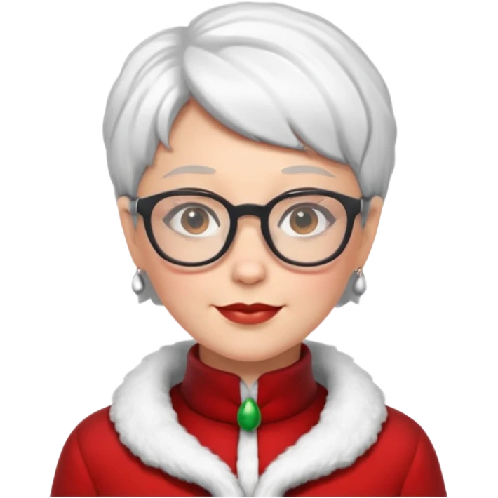 female Santa Claus with glasses whith short hair emoji