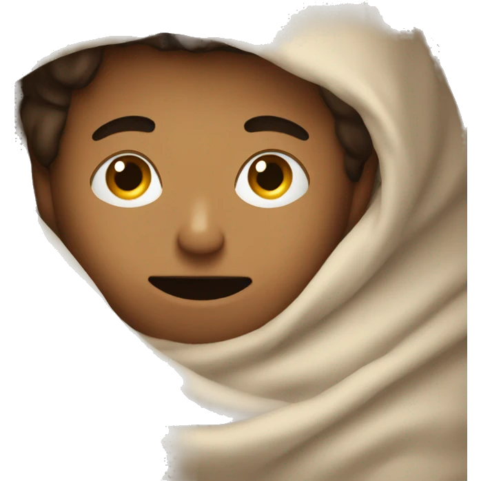Boy inside a blanket sipping coffee eyes closed emoji
