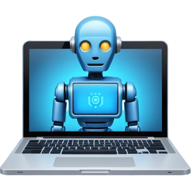 laptop screen with a robot icon emoji