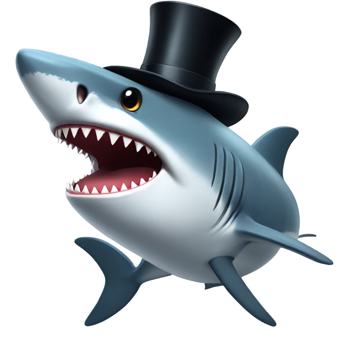 Shark with a top hat emoji