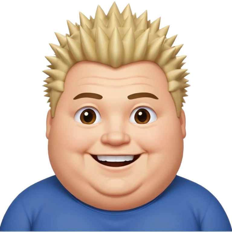  spiky haired happy fat man emoji