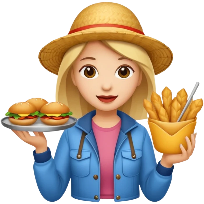 tourist woman holding street food emoji
