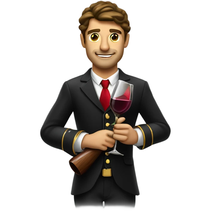 Bullfighter in a suit of lights, with a hunting rifle slung over his shoulder and a glass of red wine in his hand emoji