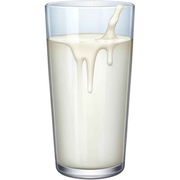 the drink is white, the glass is narrow and tall and There is only white liquid inside,photo realistic emoji