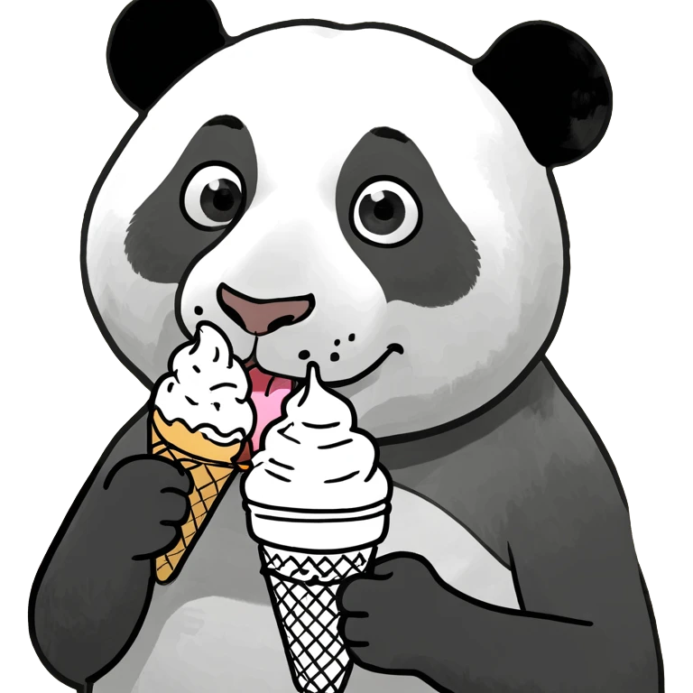 Panda eating ice cream emoji