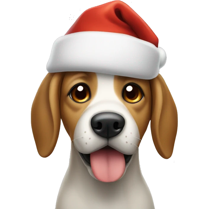 Dog wearing a Santa hat emoji