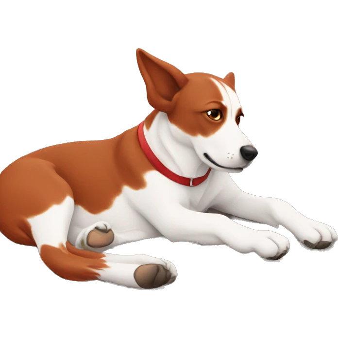 red dog lounging under clear sky emoji