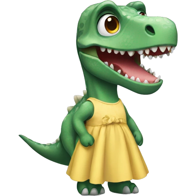 Dino wearing a dress emoji