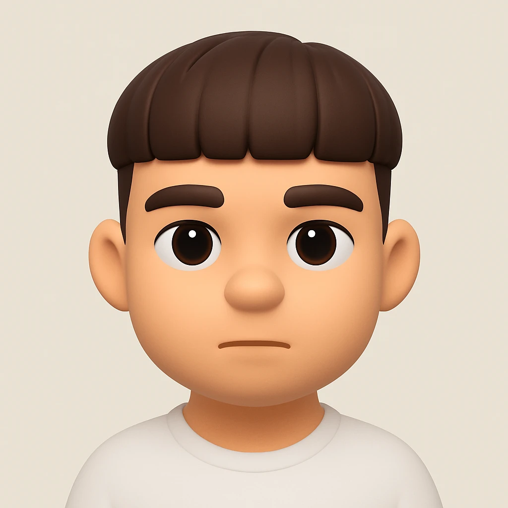 Convert this person into a 3D emoji style portrait with a Microsoft Fluent emoji look, rounded and expressive features, and a neutral background. The style should mimic the 3D emoji aesthetic. emoji