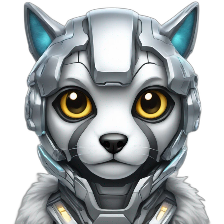 Cyber futuristic silver furry robot  emoji