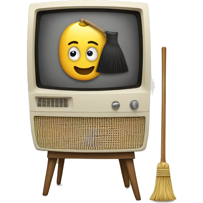 Television with broom inside emoji