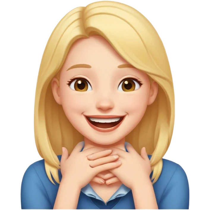 girl with hands around neck laughing  emoji