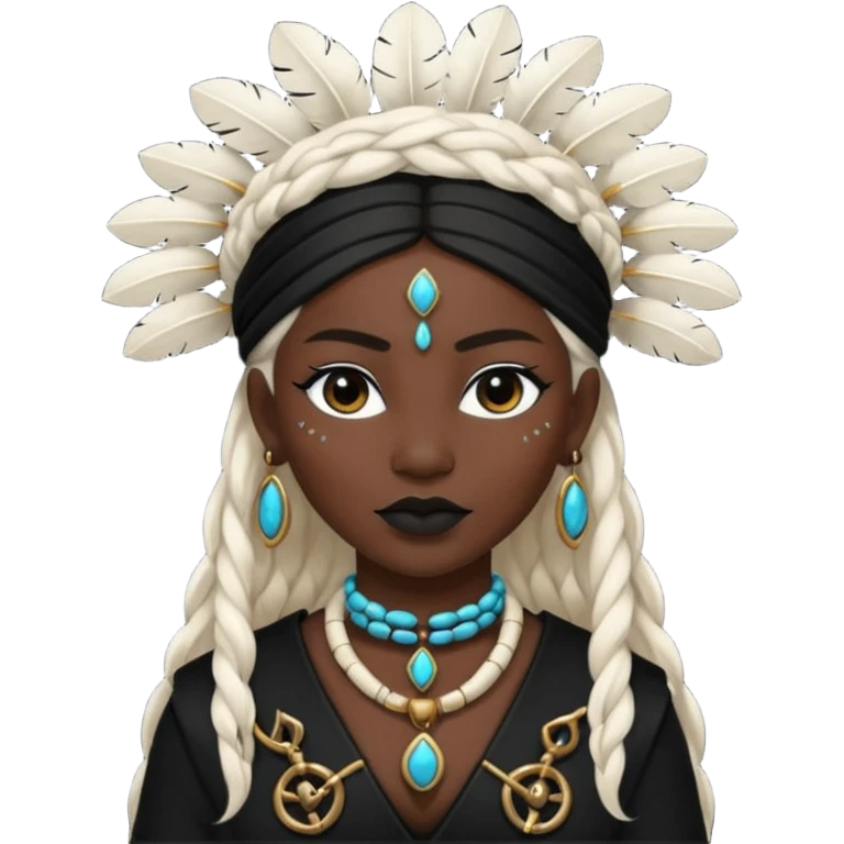 white shaman woman black clothes black accesories  emoji