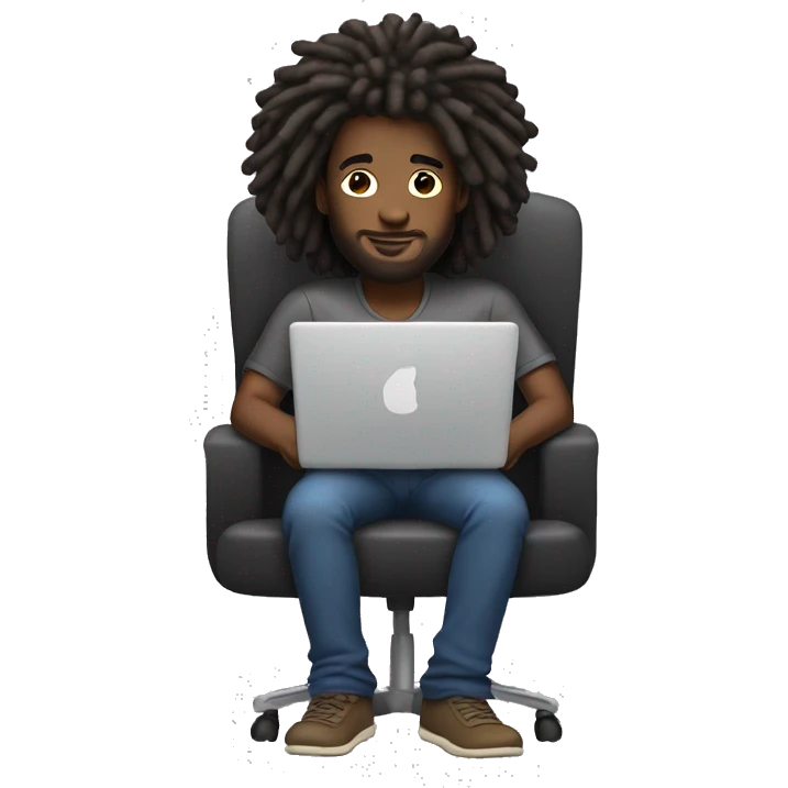 Afro man with dreds seat with laptop  emoji