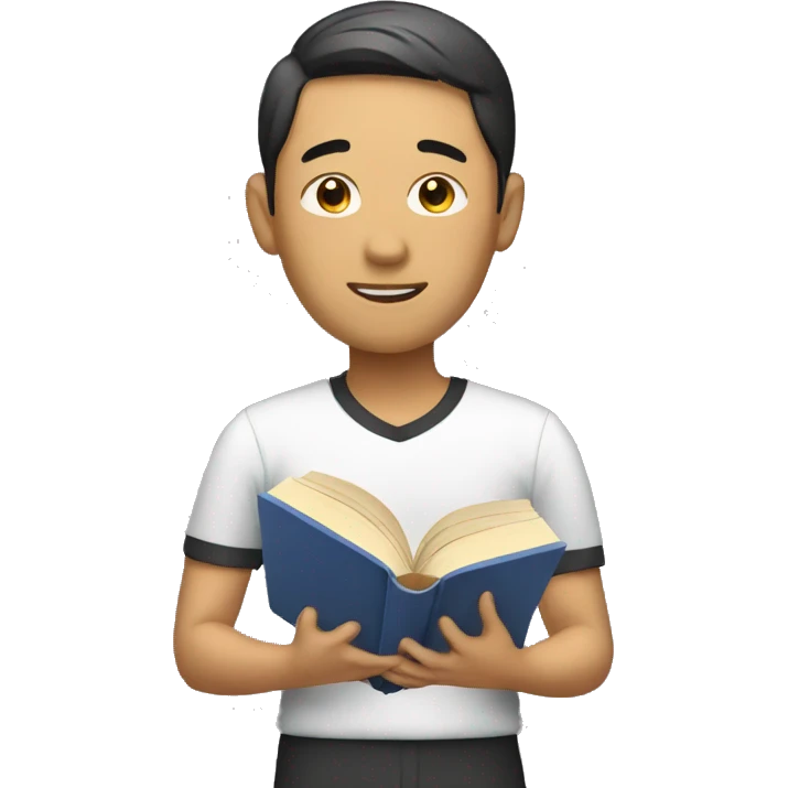 asian with book emoji
