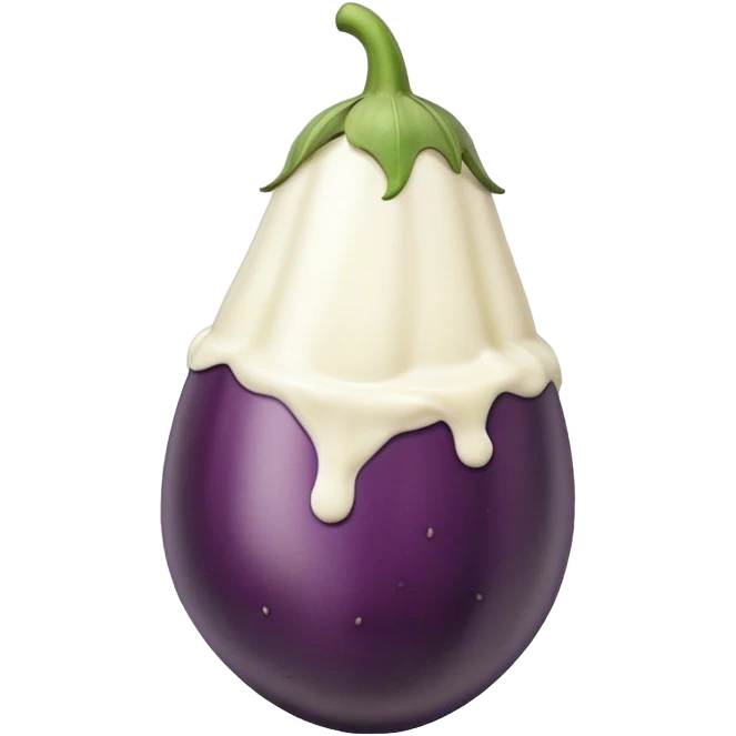Eggplant with white sauce on it emoji