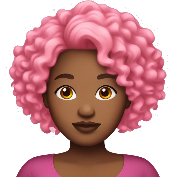 Plus size black woman with pink curly hair  emoji