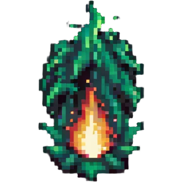 emerald green flame pixel art emoji