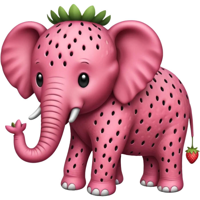 Make a  black and white strawberry elephant emoji