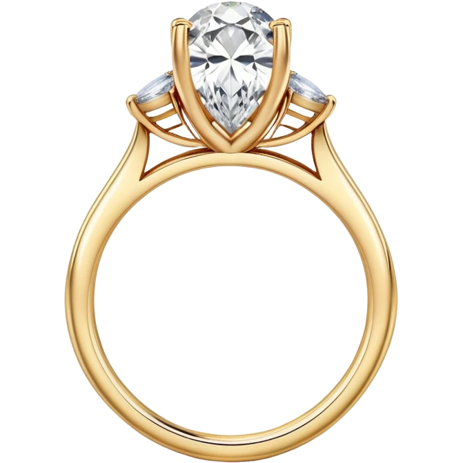 Gold oval engagement ring with small pear shape diamonds on the sides emoji