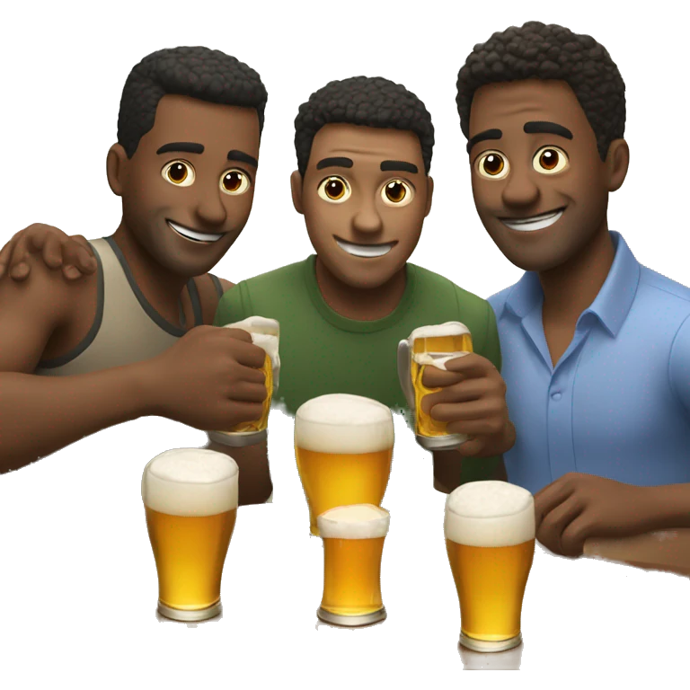 Three men friends drinking beer emoji