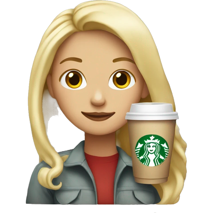 Blonde girl holding Starbucks  emoji