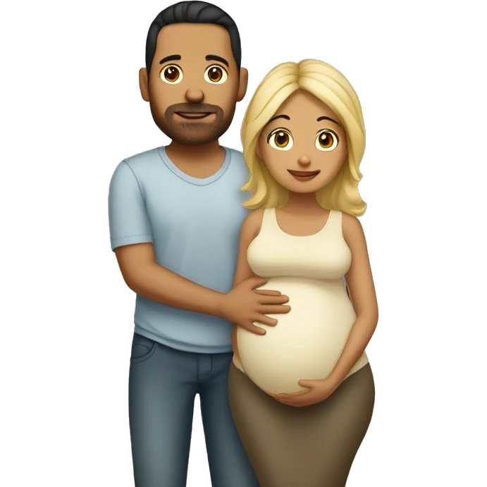 Latin pregnant wife and husband without facial hair blonde emoji