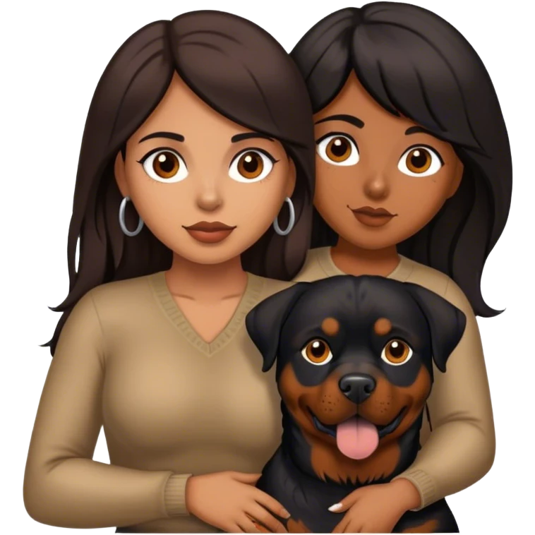 Latina with long dark brown hair and her Rottweiler dog emoji