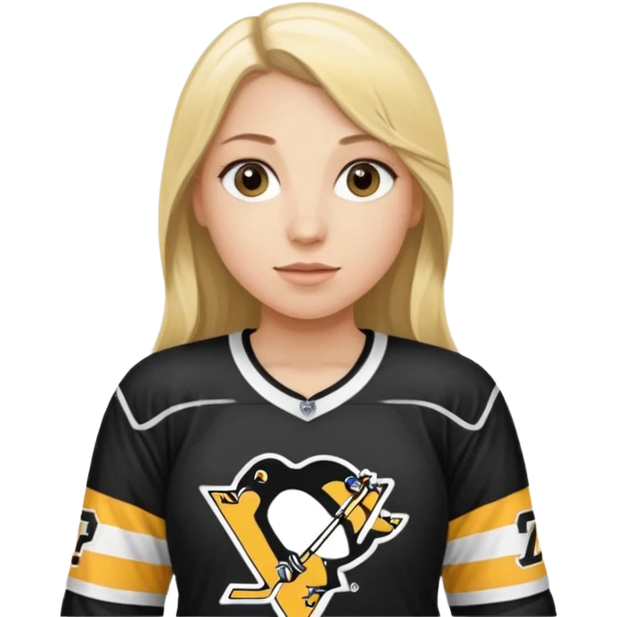 Girl long hair blonde with hockey jersey pittburgh penguins emoji