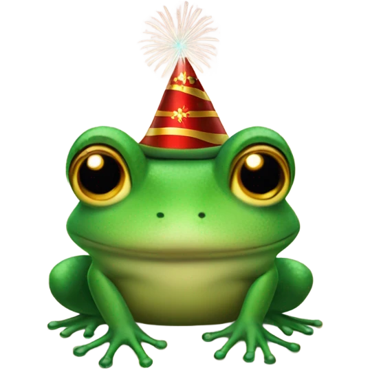 Frog wearing happy new year hat emoji