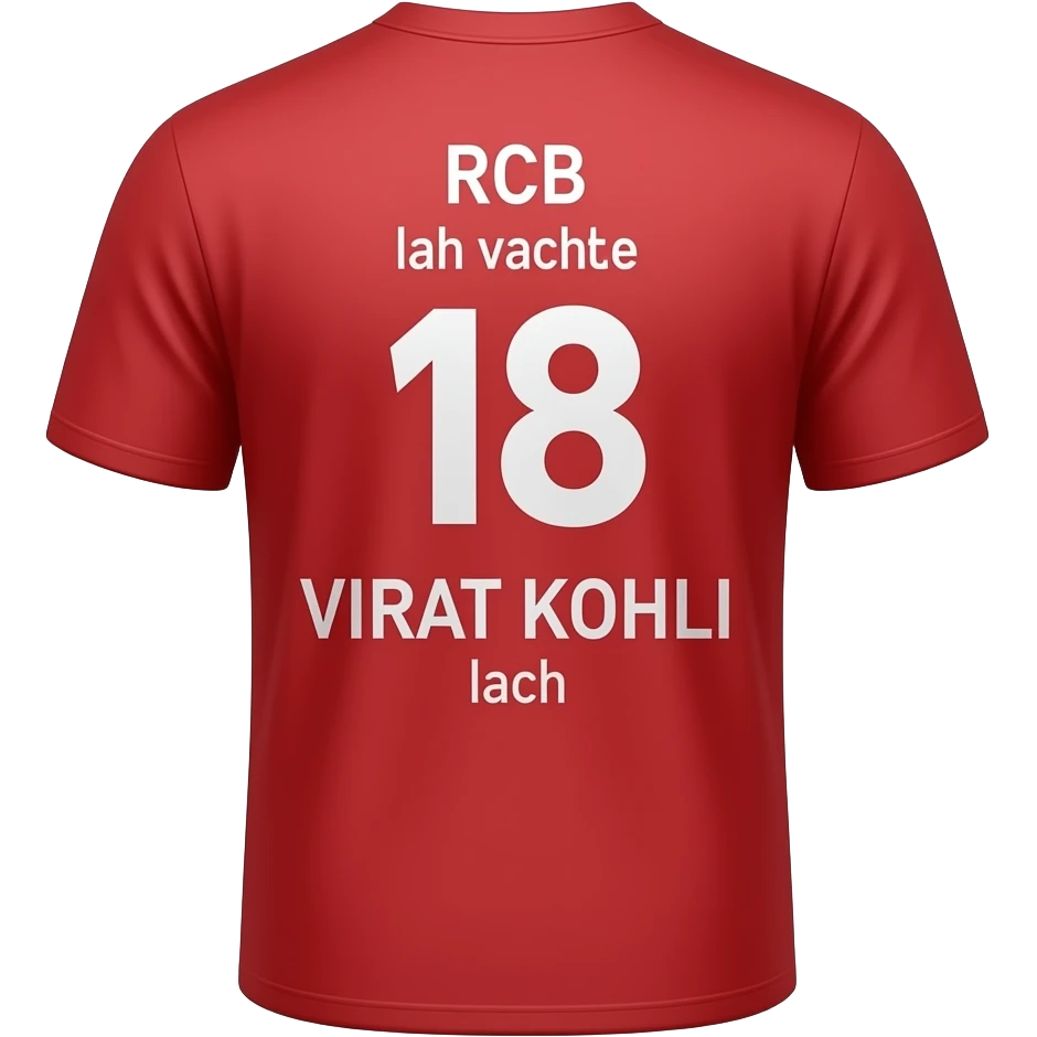 T-shirt 👕 banav Ema upar RCB lakh vachhe 18 and niche VIRAT KOHLI  lakh evu ek red colour nu t-shirt banavi de emoji