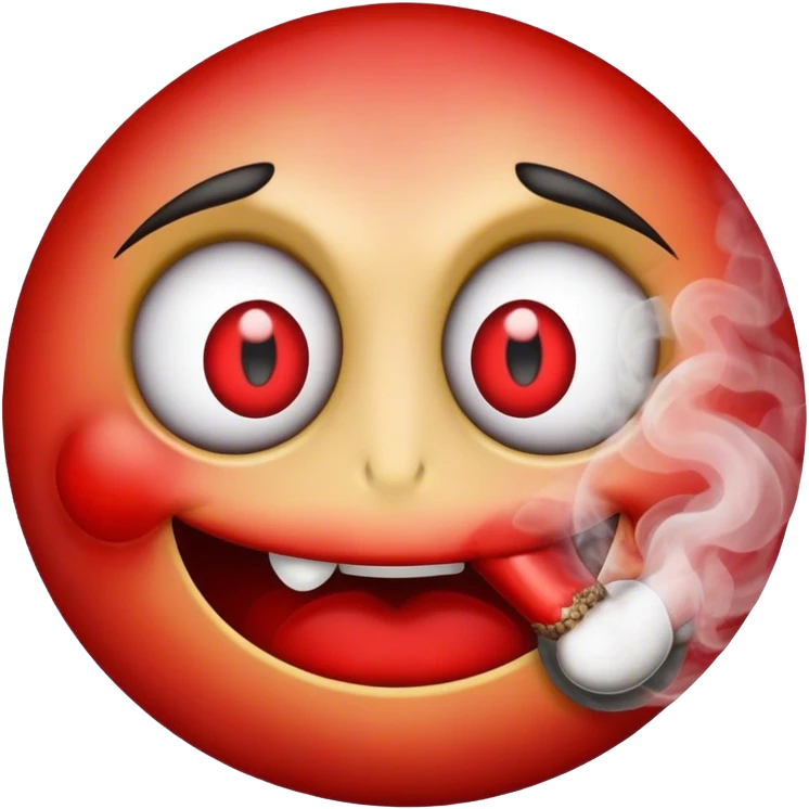 An emoji with bloodshot eyes from smoking too much cannabis  emoji