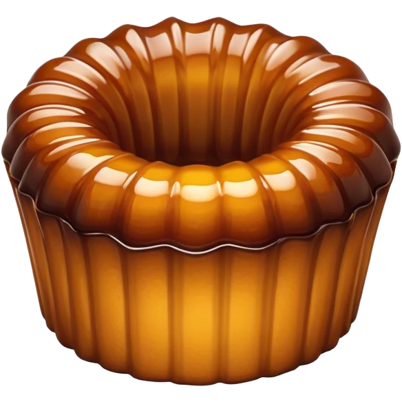 Cinematic rich cannelé, dark caramelized crust with a soft, custard-like interior, glossy finish, warm golden hues, elegant and indulgent. emoji