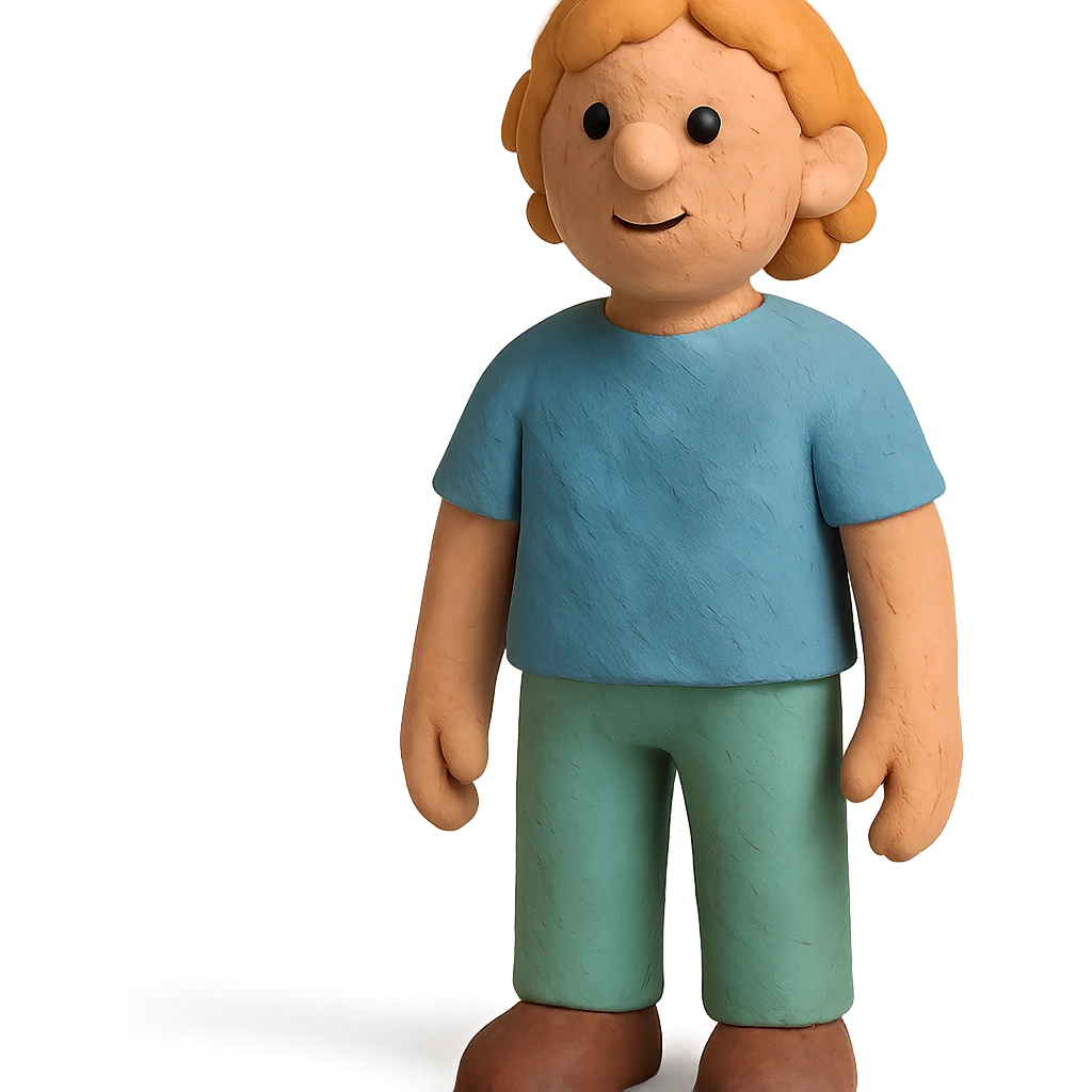 matte plasticine claymation style human being with visible fingerprints and pastel colors emoji