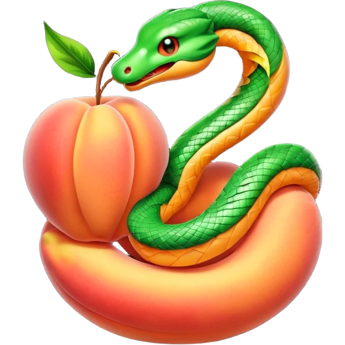 serpent coiled around glowing peach emoji