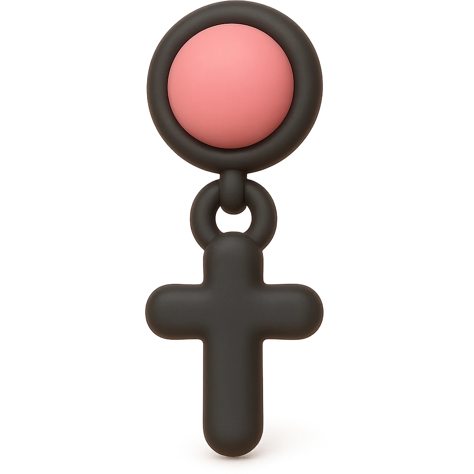 BLACKPINK-inspired gothic earring, no hearts, soft and round, black and pink emoji