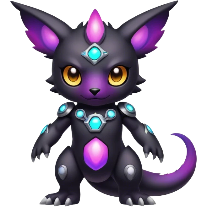 Cute cool colorful dark nebula fantasy-Digimon-animal-hybrid full body emoji