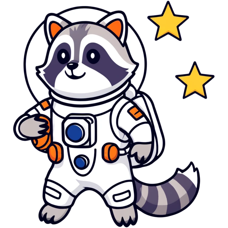 A raccoon-astronaut holds a star in its paws. emoji