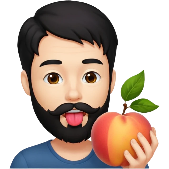 Black hair Man red beard licking peach emoji