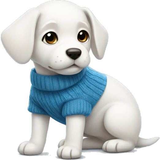 White puppy with blue sweater emoji