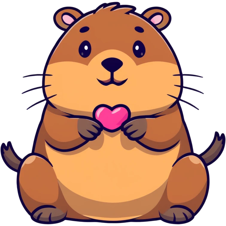 Capybara putting on lip gloss emoji