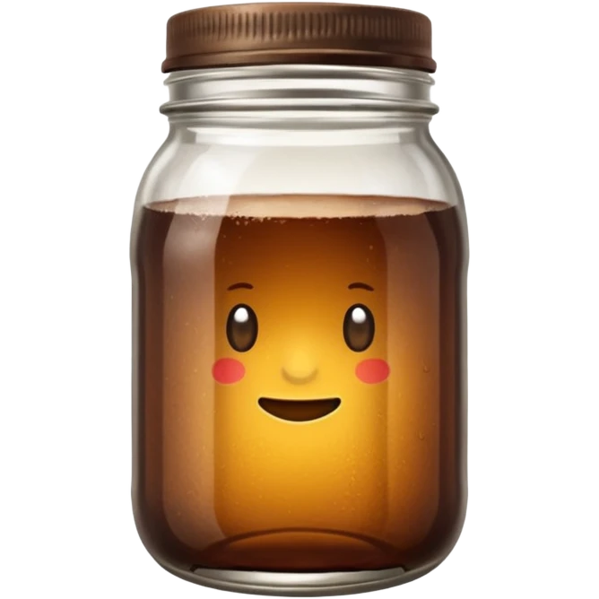 maason jar without any stars, 2d, in google emoji style, mason jar with dark fluid (like kvass) emoji