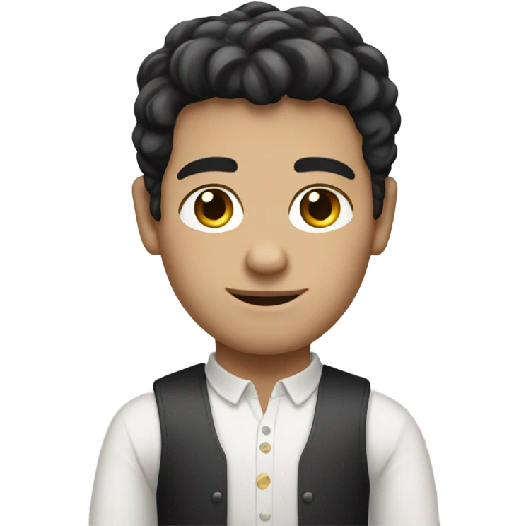 white man dark hair in a white skirt emoji