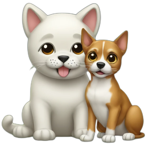 big cat and small dog emoji