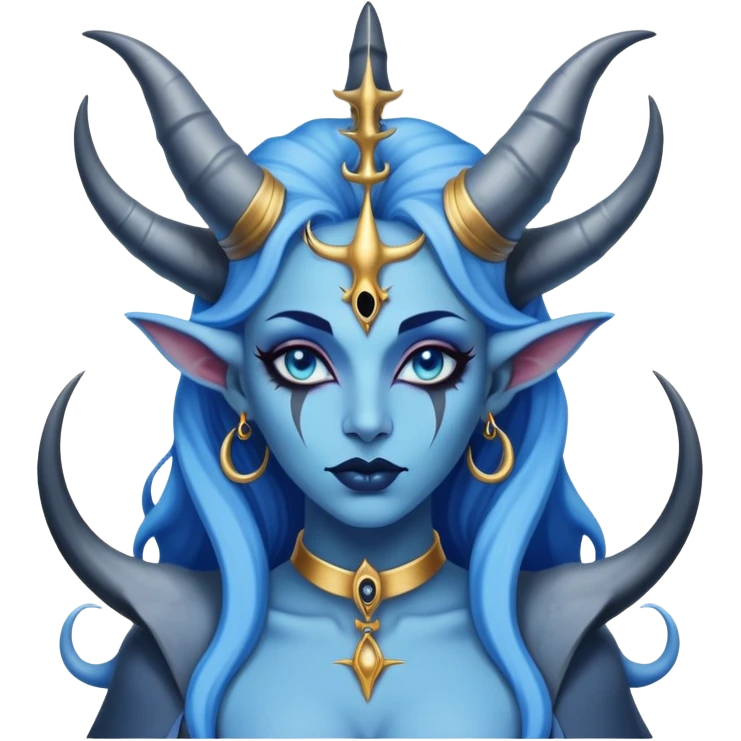A blue sky queen feminine Baphomet  with sharks emoji