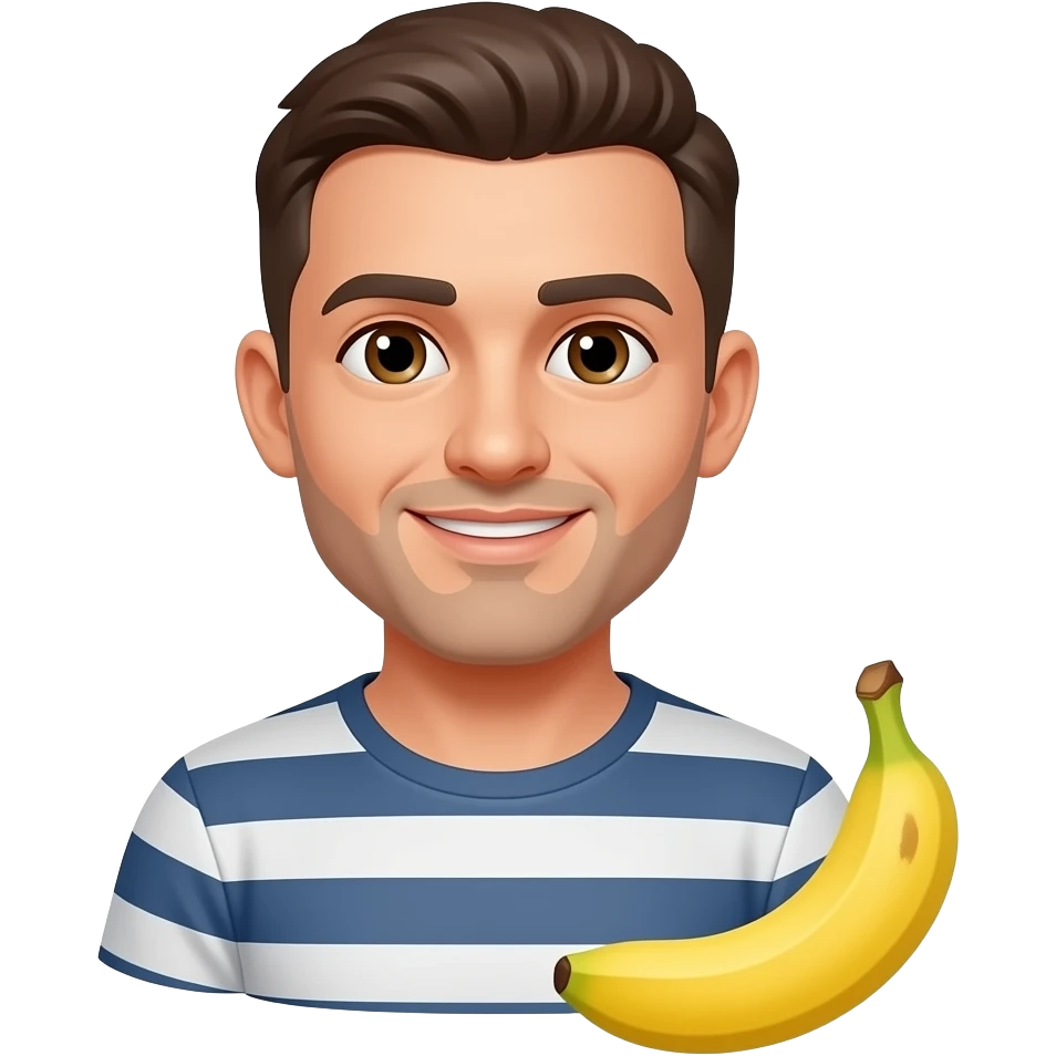 A white person with a banana next to its waist emoji